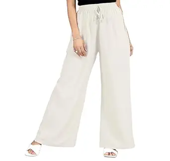 Velmora Women’s Off White Rayon Palazzo Pants