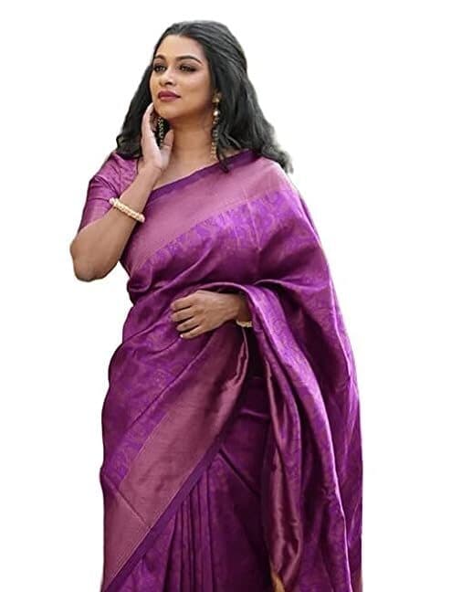 Zyra Women’s Magenta Kanjivaram Soft Silk Saree