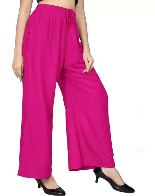 Velmora Women’s Pink Rayon Palazzo Pants