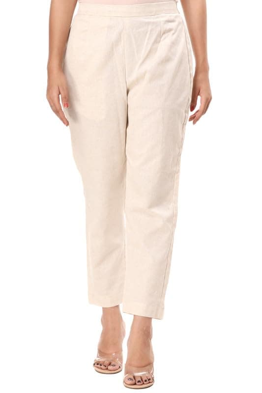 IndiBloom Women’s Cream Cotton Semi Patiala Salwar