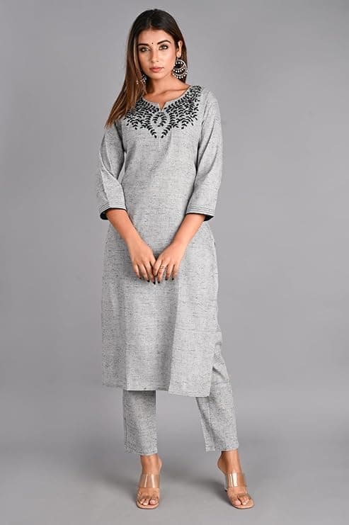 EthniQ Women’s Cotton Kurti Pant Set