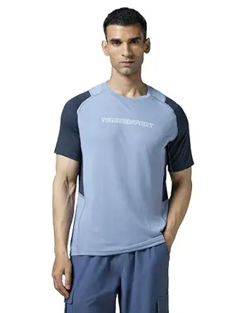 FlexWear Men’s Blue Color Block Crew Neck T