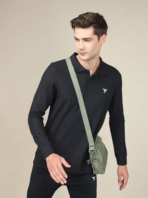 FlexWear Men’s Black Full Sleeve Polo T