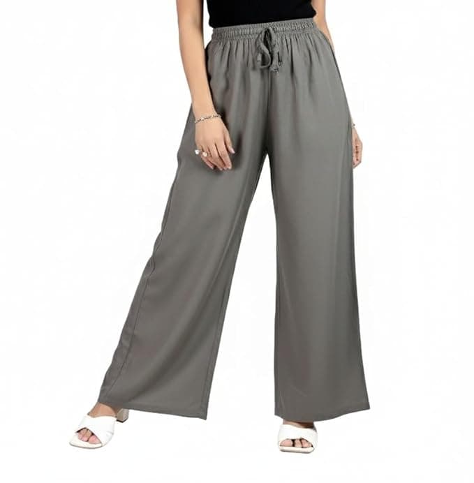 Velmora Women’s Grey Rayon Palazzo Pants