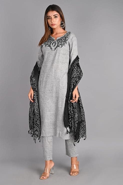 EthniQ Women’s Cotton Kurti Pant Set