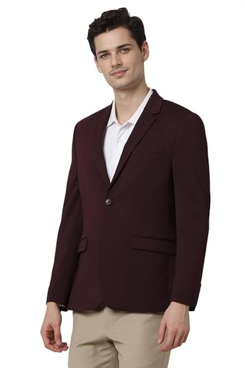 Peter England Men’s Neo Slim Knit Textured Wine