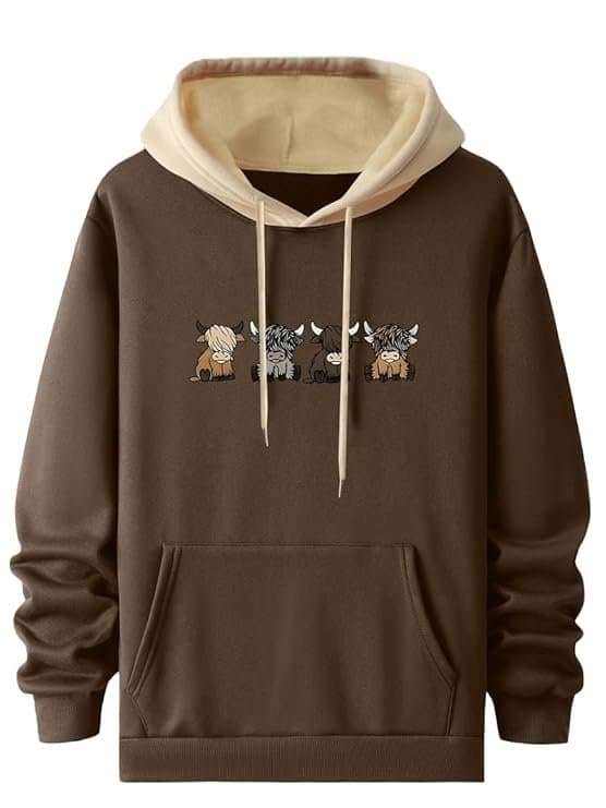 TrendBolt Men’s Cartoon Print Woolen Hoodie
