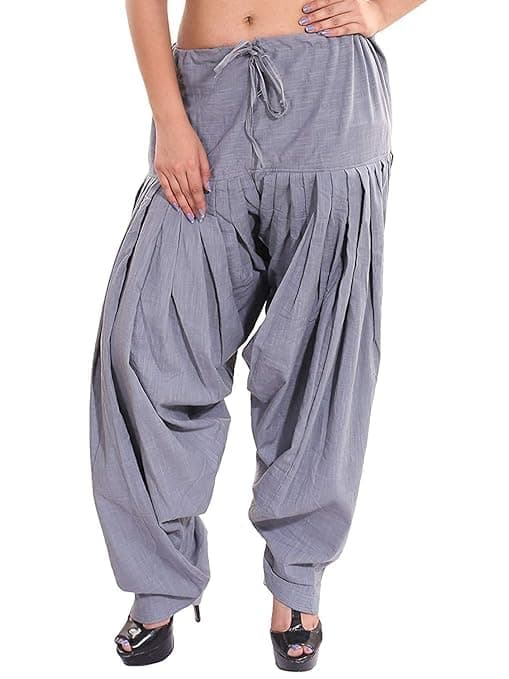 Mynara Styles Women’s Grey Cotton Semi Patiala Salwar