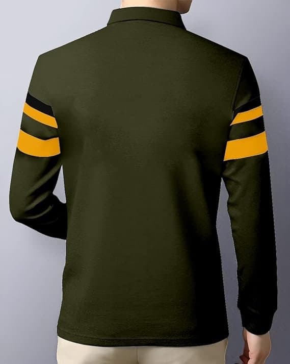 Velmora Men’s Yellow Full Sleeve Polo T