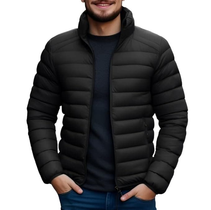 Ben Martin Men’s Nylon Biker Casual Hoody Jacket Black