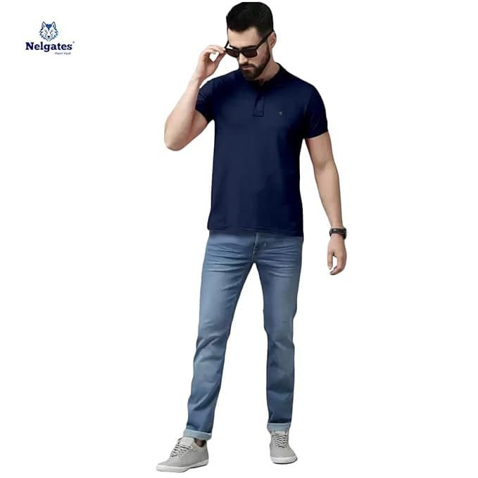 Velmora Men’s Navy Blue Cotton Polo T