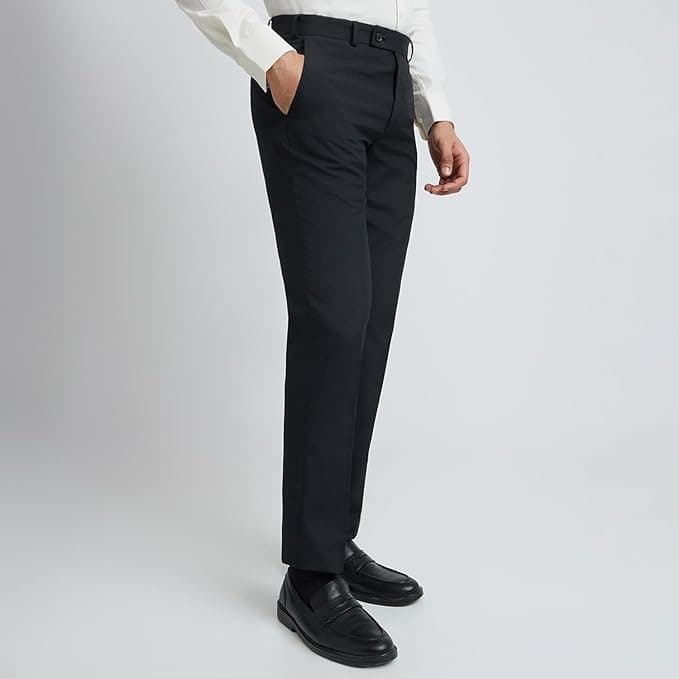 Velmora Men’s Black Checkered Formal Trousers
