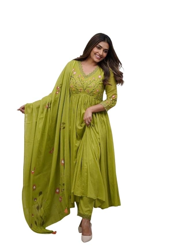 Zariya Women’s Velvet Embroidered Kurta Set with Pants & Dupatta