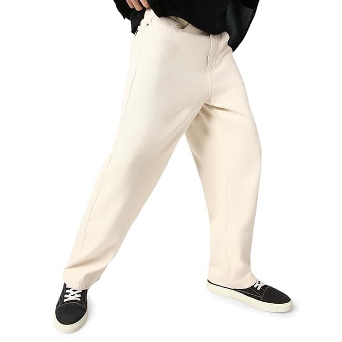 UrbanDrip Men’s Off White Baggy Fit Washed Jeans