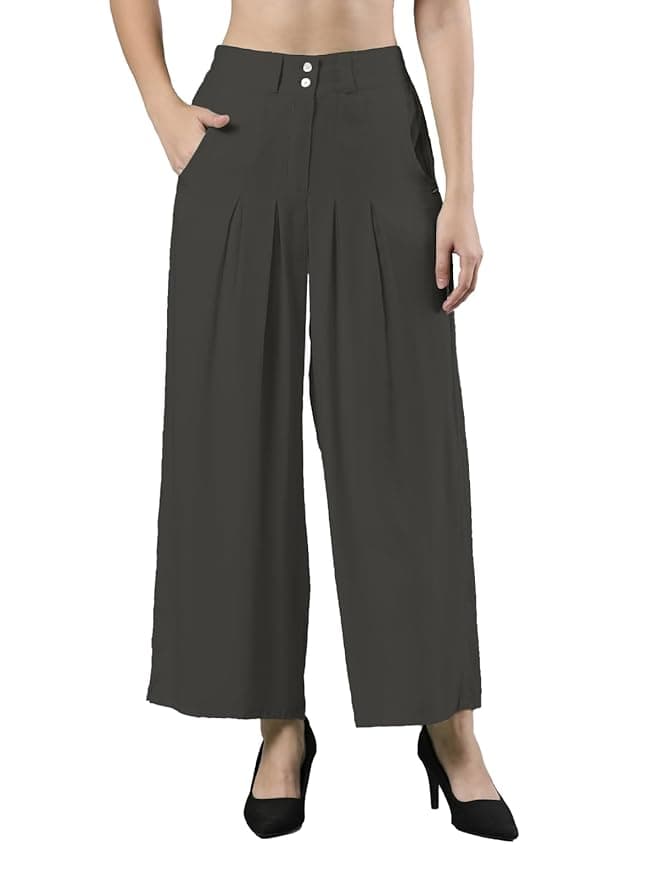 LuxeAura Women’s Black Flared Palazzo Pants