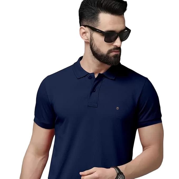 Velmora Men’s Navy Blue Cotton Polo T