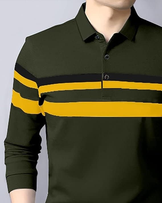 Velmora Men’s Yellow Full Sleeve Polo T