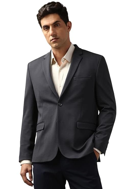 Peter England Men’s Neo Slim Knit Textured Charcoal