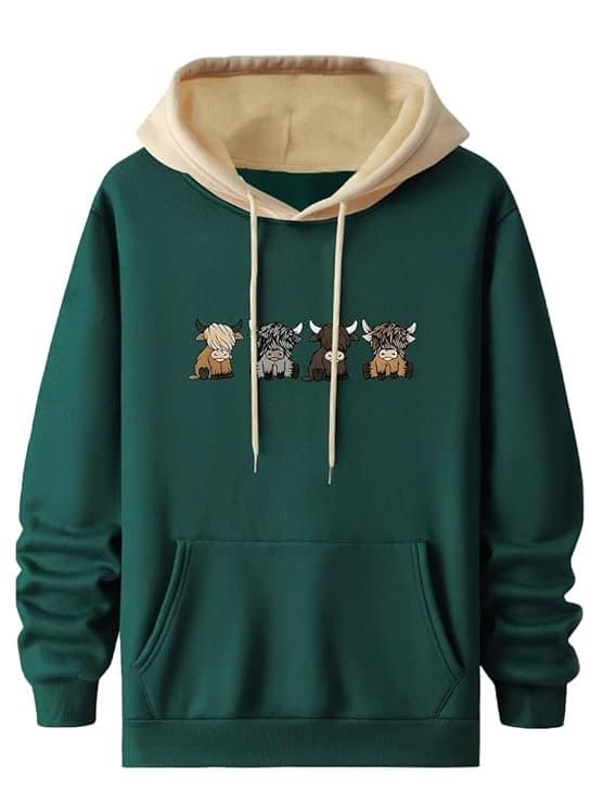TrendBolt Men’s Cartoon Print Woolen Hoodie