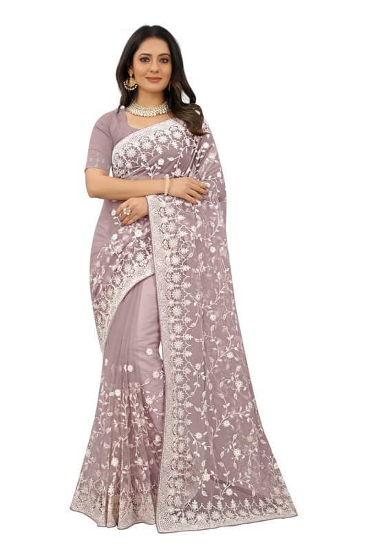 Lavender Zari Resham Saree