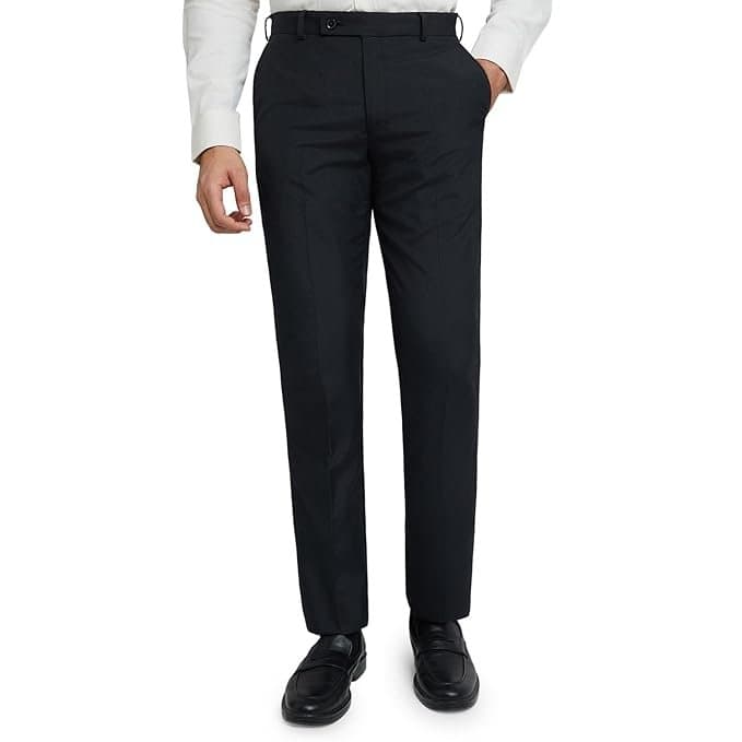 Velmora Men’s Black Checkered Formal Trousers