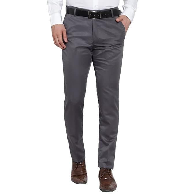 Velmora Men’s Grey Regular Fit Polycotton Trousers