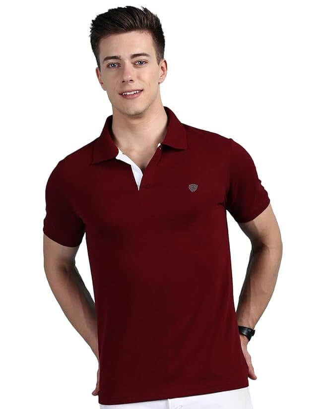 Velmora Men’s Maroon Cotton Polo T