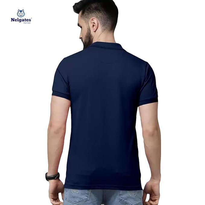 Velmora Men’s Navy Blue Cotton Polo T