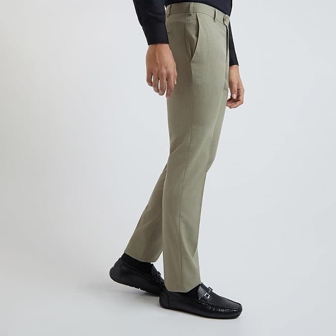 Velmora Men’s Olive Green Slim Fit Formal Trousers