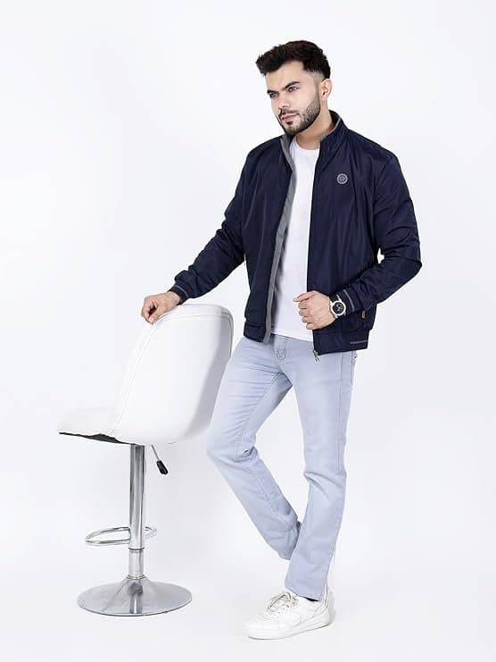 UrbanDrip Men’s Navy Blue Bomber Jacket