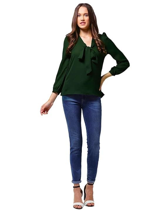 AureliaX Women’s V-Neck Balloon Sleeve Blouse