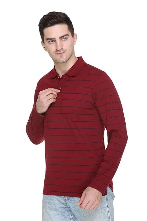 Velmora Men’s Maroon Cotton Polo T