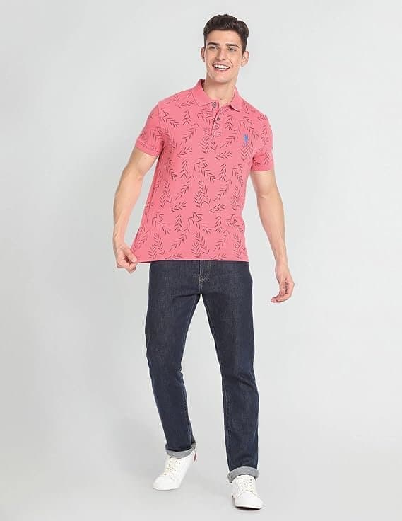 UrbanDrip Men’s Pink Printed Slim Fit T