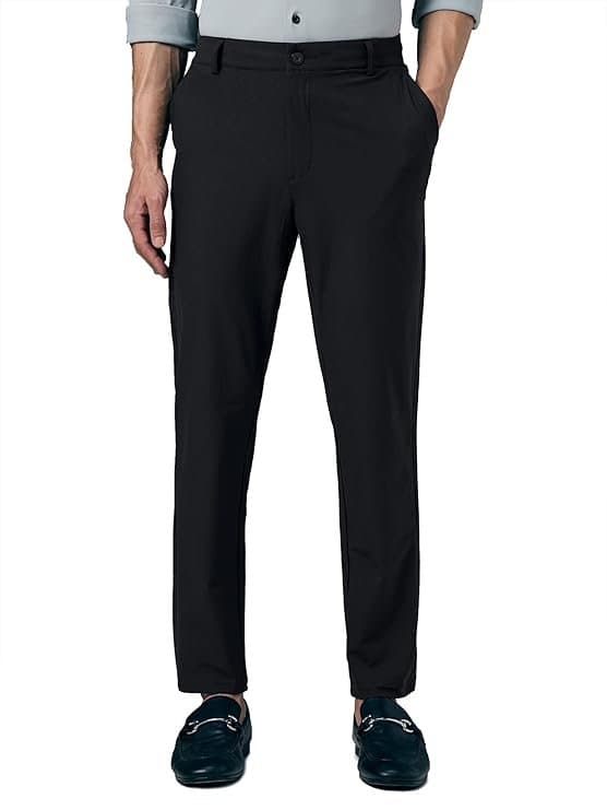 FlexWear Men’s Black Slim Fit Semi-Formal Trousers