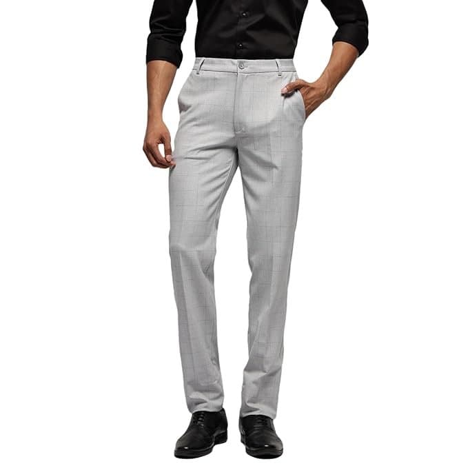 Velmora Men’s White Slim Fit Stretch Formal Trousers
