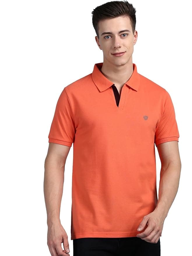 Velmora Men’s Orange Cotton Polo T