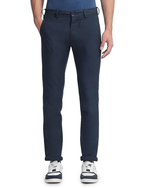 Velmora Men’s Navy Blue Slim Fit Trousers