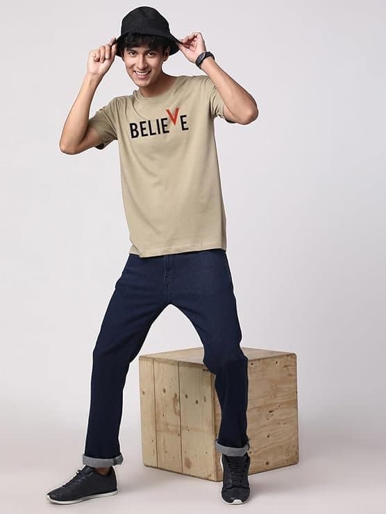 UrbanDrip Men’s Beige Printed T