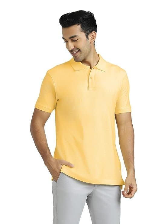 Velmora Men’s Yellow Cotton Polo T