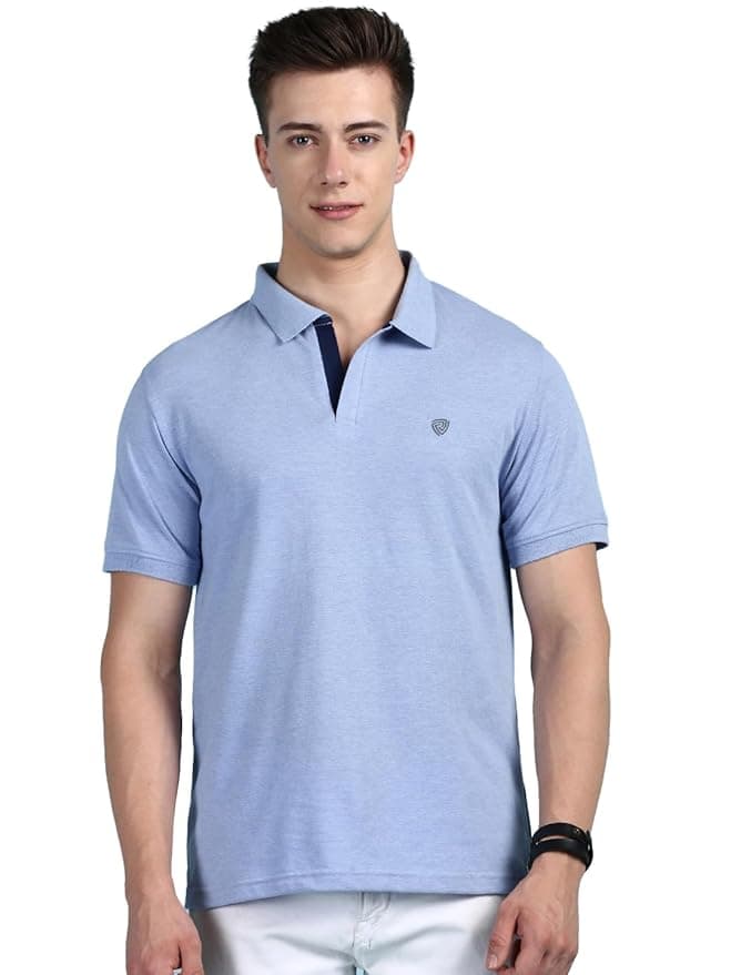 Velmora Men’s Sky Blue Cotton Polo T