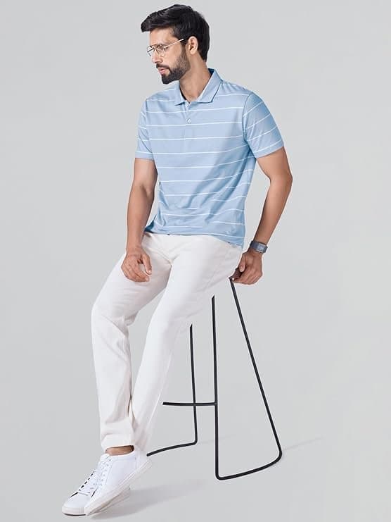 UrbanDrip Men’s Blue Striped Cotton T