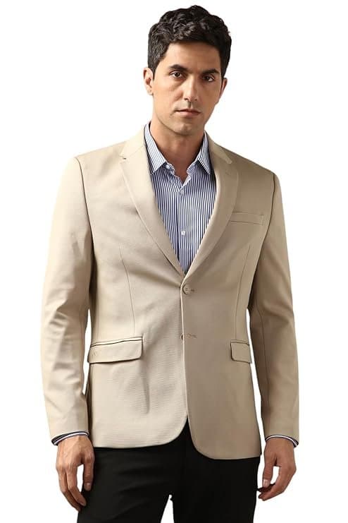 Peter England Men’s Neo Slim Knit Textured Beige