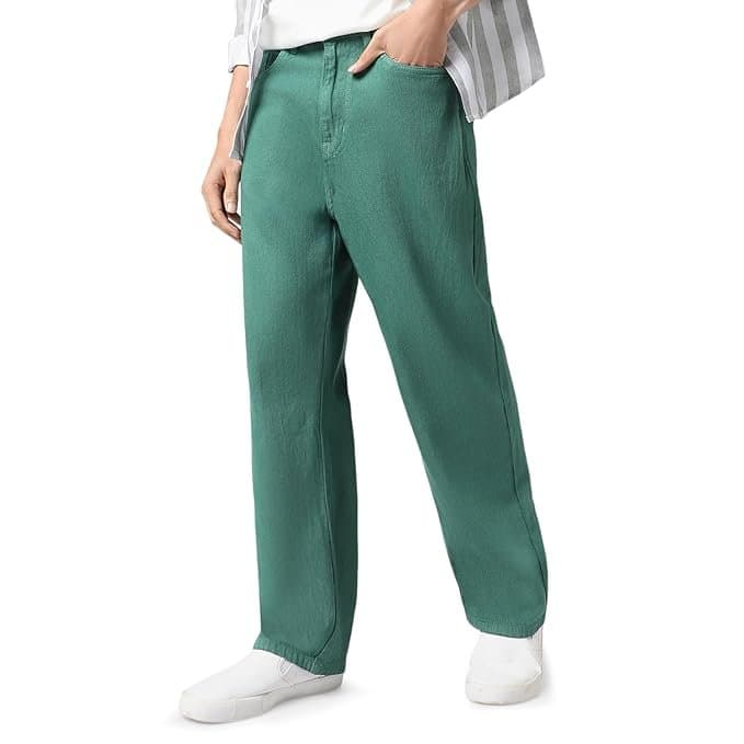 WestCore Men’s Dark Green Baggy Fit Jeans