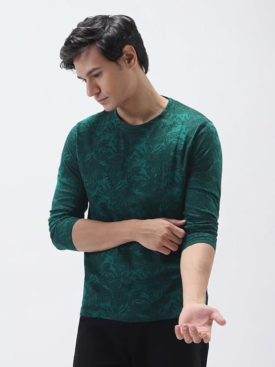 UrbanDrip Men’s Green Printed Cotton T