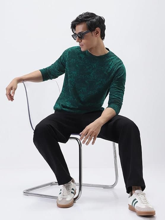 UrbanDrip Men’s Green Printed Cotton T