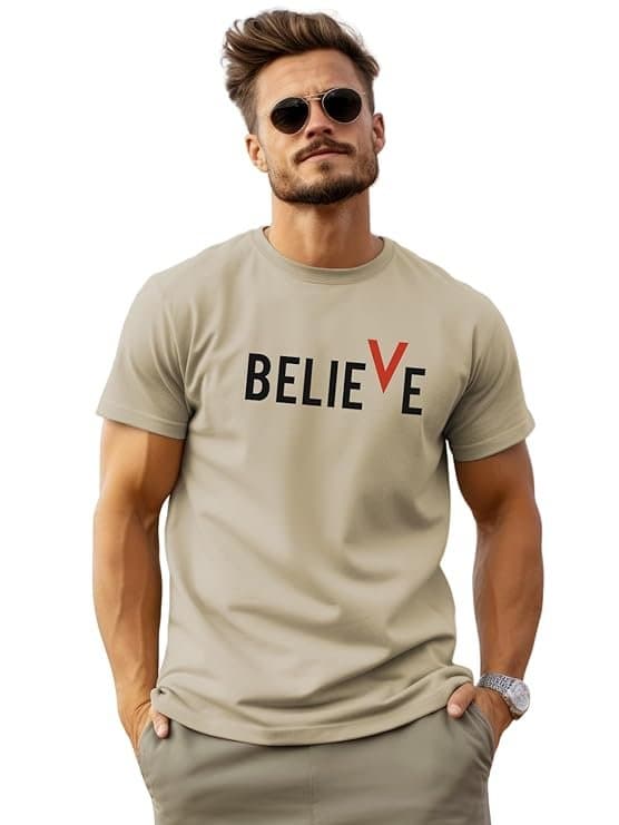 UrbanDrip Men’s Beige Printed T