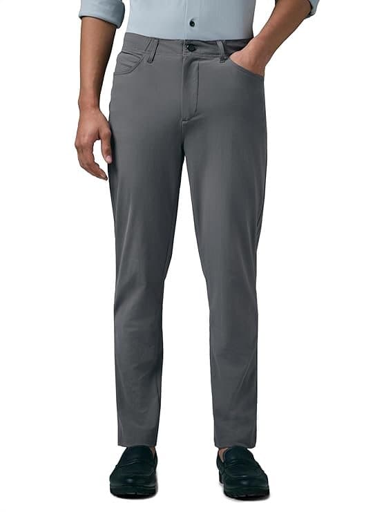 FlexWear Men’s Black Straight Fit Semi-Formal Trousers