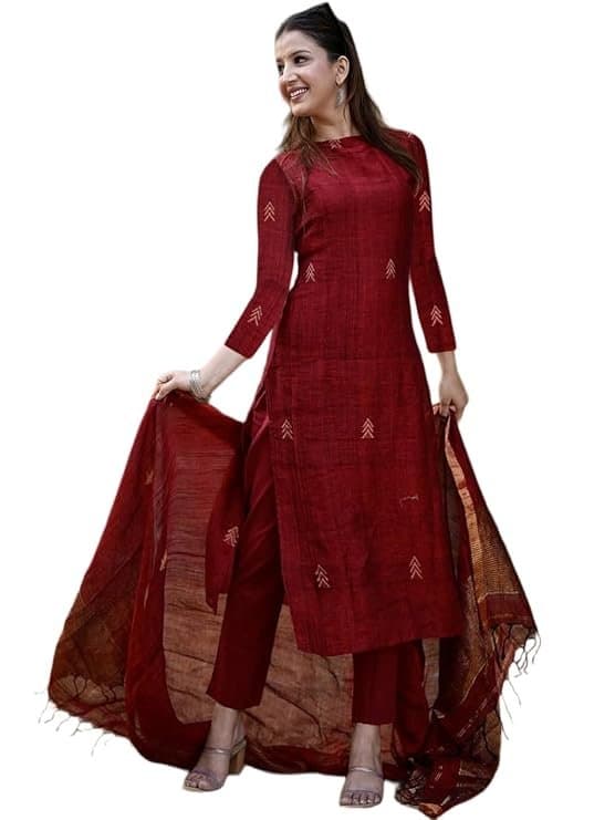 AureliaX Women’s Maroon Cotton Kurta Set