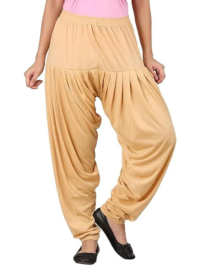 LuxeAura Women’s Beige Viscose Dhoti Salwar