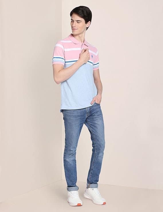 Velmora Men’s Pink Slim Fit Polo T